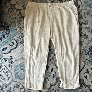 Old Navy Cream Ankle Length Linen Pants Size XL